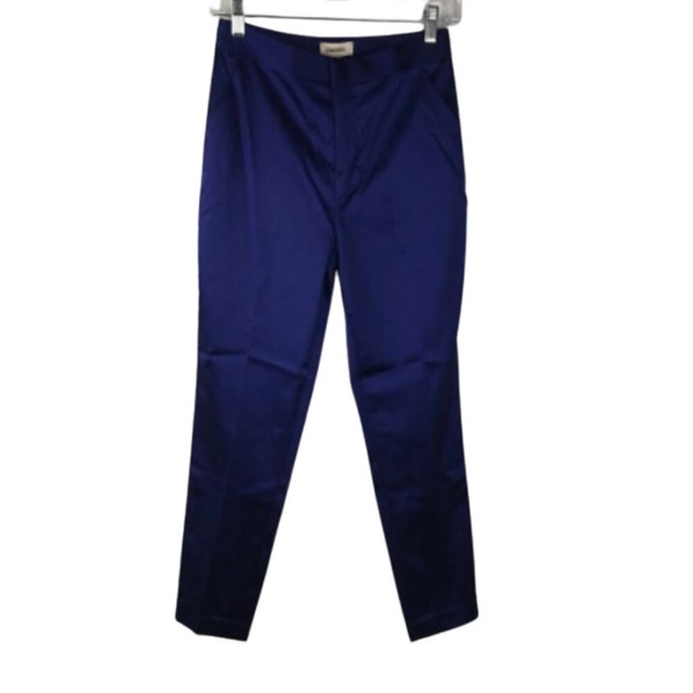 NWT L’AGENCE Cobalt Blue Satin Cigarette Trousers Size 2